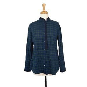 J McLaughlin Green Blue Plaid Women's‎ Shirt Small